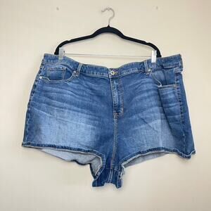Torrid A-Line Vintage Stretch High-Rise Denim Shorts Button Women Sz 28